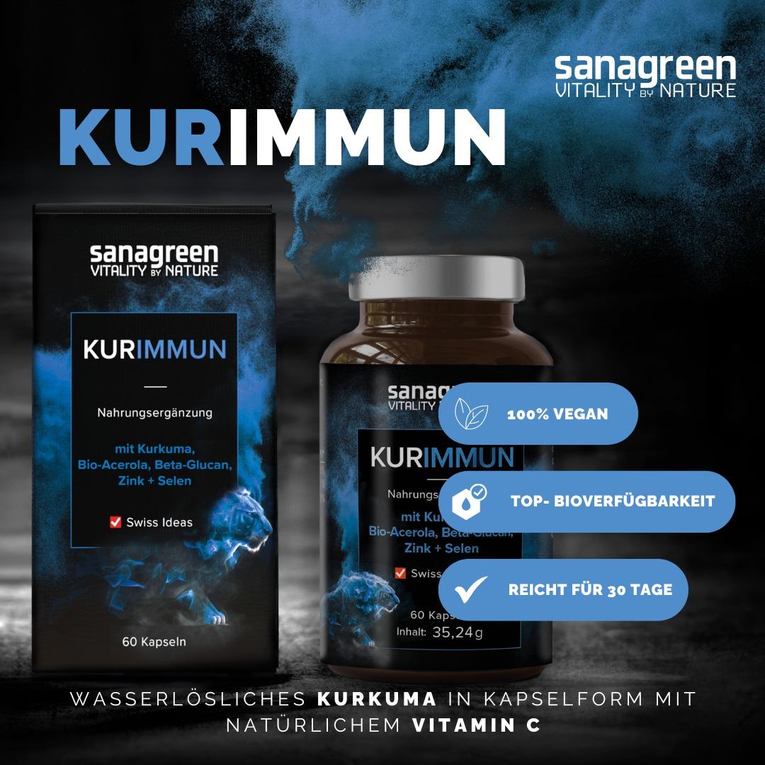 KURIMMUN - 5-1 Immun Support - Kurkuma, Vitamin C, Beta Glucan, Zink & Selen